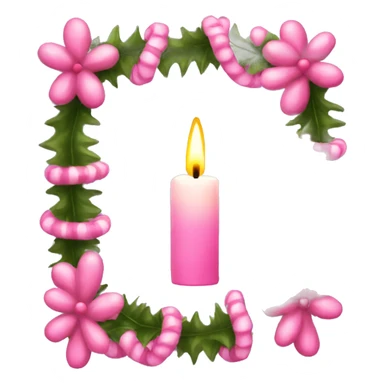 christmas candle pink garland  sticker
