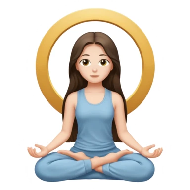 pretty white brunette teen long hair with hazel eyes meditating sticker
