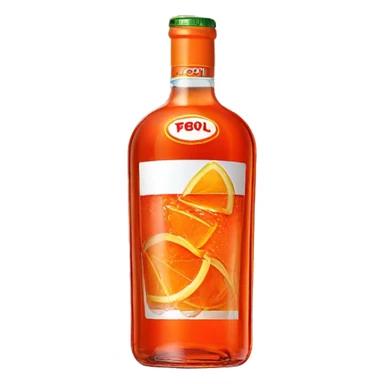 A glass of aperol spritz and a bottle (the original brand)of aperol right next to it sticker