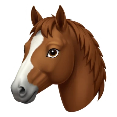 Head of a sorrel horse with a wide white blaze from his forehead, under his forelock, running down his face and under his muzzle, facing forward. sticker
