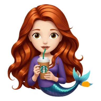 MERMAID WITH LONG HAIR AND DRINKING STARBUCKS COFFEE sticker