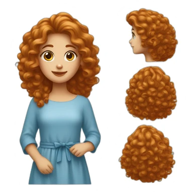 Fille avec cheveux bouclés roux et robe bleu sticker