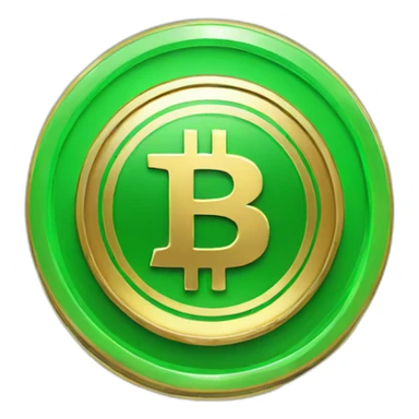 bitcoin coin with a green border sticker