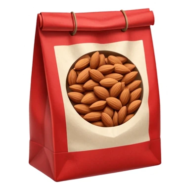 roasted almonds in red and white paperbag sticker