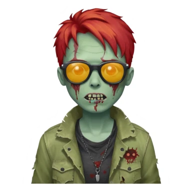 Zombie ponda with red hair and sun glasses face sticker