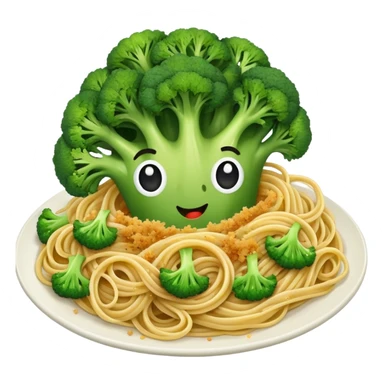 Broccoli and bread crumbs over spaghetti  sticker