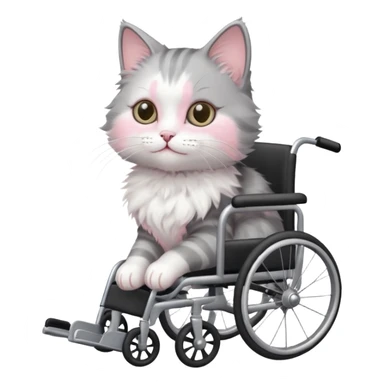 disabled grey and white small cat using a wheelchair made for cats sticker