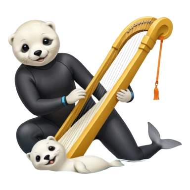 Person is Training a harp seal at beach  with food  sticker