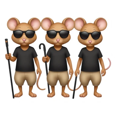 3 mice facing the side w black sunglasses walking with canes sticker