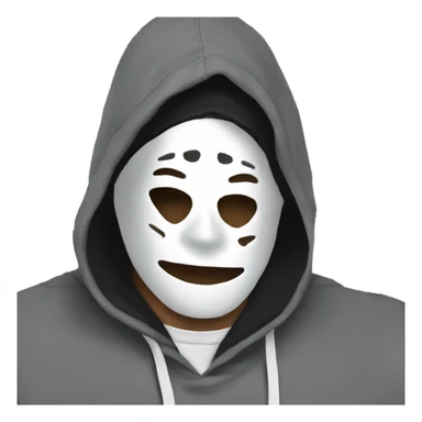 Male artist painting wearing white drama mask and black hoodie  sticker