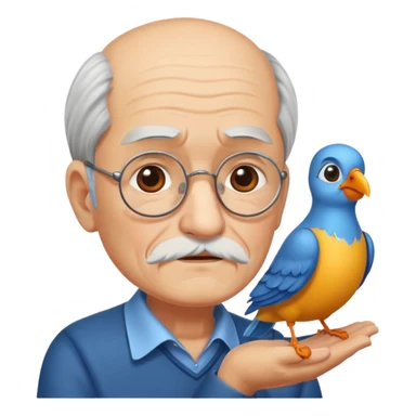 old man with bird sticker