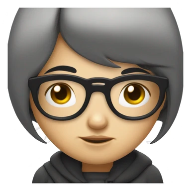 Cute Shy girl with black hair and glasses sticker