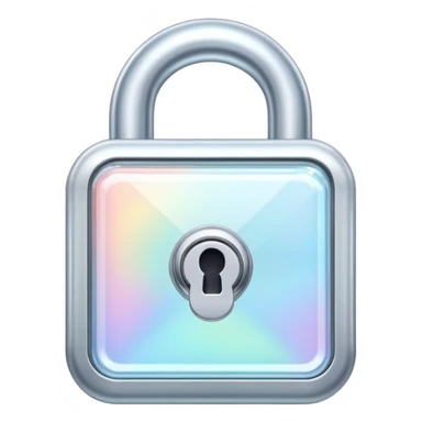 Holographic and glassmorphic white lock sticker