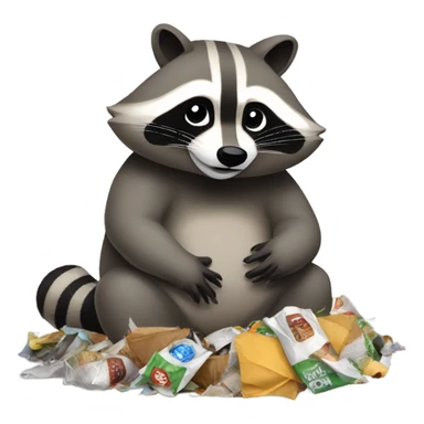 Fat raccoon eating trash sticker