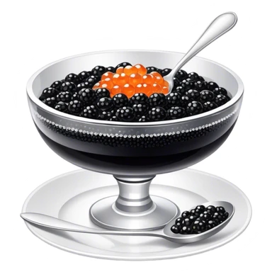Russian black caviar in a crystal caviar dish with a silver spoon  sticker