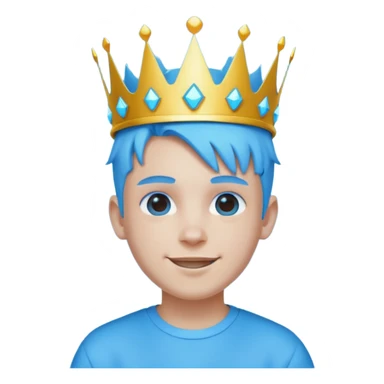 boy neon cyberpunk light blue happy crown white and blue sticker