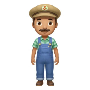 ANIMAL CROSSING CHARACTER ONLY: human famer with a beret and a mustache in the aninal crossing world 3d sticker