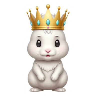 white cute bunny with big crown, funny, standing sticker