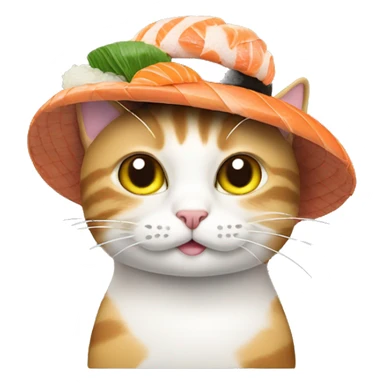 cat wearing a hat made of sushi sticker