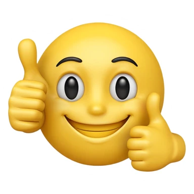 funny yellow smiley 3d face with thumbs up, uncanny sticker