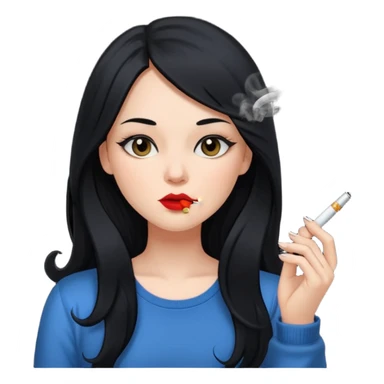Girl with long black hair smoking cigarette and a vape  sticker