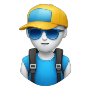 Mono tierno con gorra azul sticker