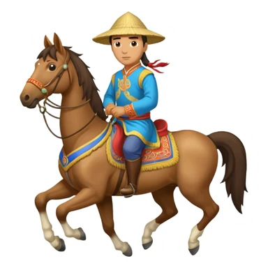 mongolian man on horse full body sticker