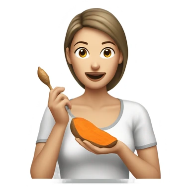 Caucasian women eating sweet potato  sticker