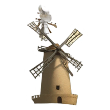 don quixote lifted up into the air by windmill sticker