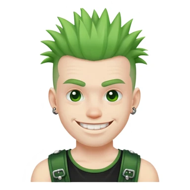 smiling punk guy with green irochese sticker