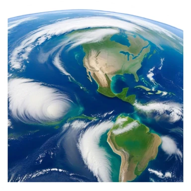 🌍 Cinematic Realistic Earth – A breathtaking, full view of Earth from space, showcasing vivid blue oceans, swirling white clouds, and lush green continents. The curvature of the planet is subtly illuminated by the sun, with a soft atmospheric glow enhancing its life-sustaining beauty. High detail, crisp textures, and realistic lighting bring out the planet's dynamic and ever-changing surface. sticker