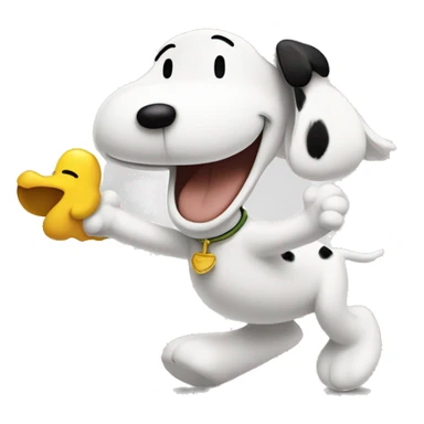 Snoopy and Woodstock laughing  sticker