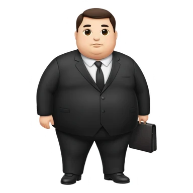 photorealistic full-length fat official in a black suit sticker