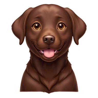 Cinematic Comical Chocolate Labrador Portrait Emoji, Head tilted dramatically with an exaggeratedly amused expression, featuring a glossy chocolate Fur with a rich, radiant finish, wide, expressive brown eyes filled with playful disbelief, Simplified yet hilariously expressive features, highly detailed, glowing with a slightly sassy glow, high shine, dramatic yet playful, stylized with an air of cheeky mischief, bright and endearing, soft glowing outline, capturing the essence of a spirited and over-the-top companion, so meme-worthy it feels like it could side-eye its way into internet fame instantly! sticker