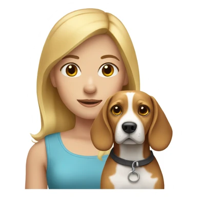 blonde girl with beagle dog  sticker