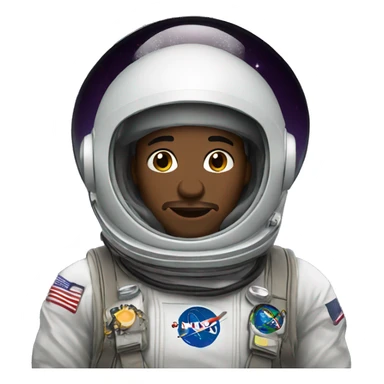 Picture of an African-American man wearing a space helmet sticker