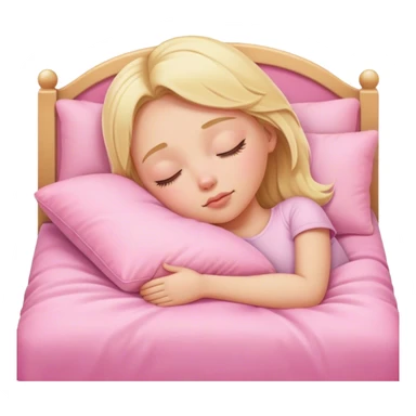 blonde girl asleep in pink bed sticker