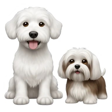 A white bichon dog and a Brown grey Mixed havanese dog  sticker