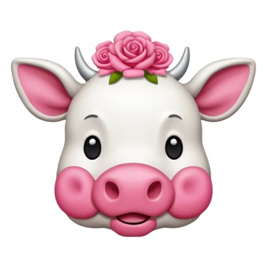 hazme una vaca con manchas rosas estilo cartoon en 2D sticker