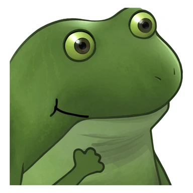 cat holding a spring orchid, green bufo frog meme style sticker