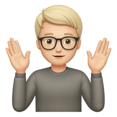 A white Man doing namaste with wearing specs sticker