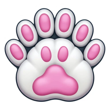 Fluffy white cat paw with six toes and claws sticker
