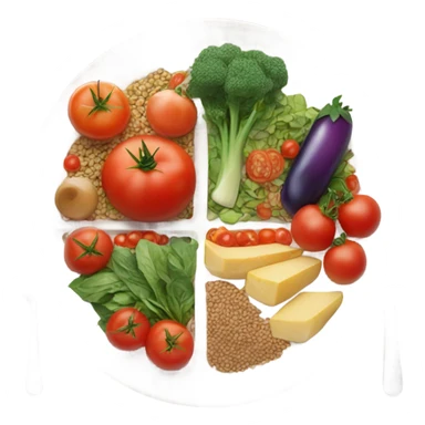 plate of healthy food with tomatoes sticker