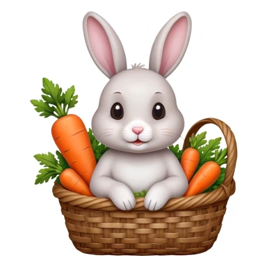 Rabbit with carrot in basket sticker