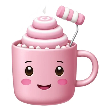 Kakao in pinker Tasse mit pink weißen mini marshmallow. OHNE Gesicht!!!, ästhetisch sticker