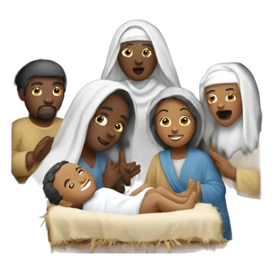 nativity scene  with white peoples  sticker