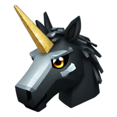 Minecraft Glitter Black Unicorn Head With Diamond Horn sticker