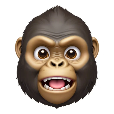 Cinematic Comical Gorilla Portrait Emoji, Head tilted dramatically with an exaggeratedly shocked expression, featuring a robust build with wide, comically expressive eyes full of humorous disbelief, Simplified yet hilariously expressive features, highly detailed, glowing with a slightly sassy jungle glow, high shine, dramatic yet playful, stylized with an air of quirky primate attitude, soft glowing outline, capturing the essence of a meme-worthy gorilla that appears ready to side-eye its way into viral fame! sticker