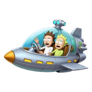 Hot rod Rick and Morty flying in a spaceship to the citadel of Ricks  sticker