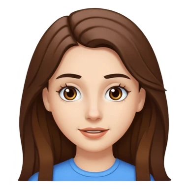 A pretty white girl with long brown hair dark eyebrows and braces sticker